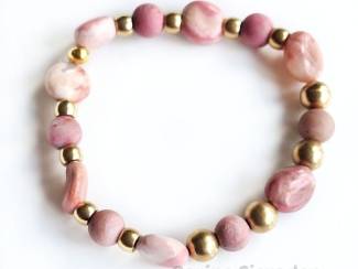 Armbanden Armband van rhodochrosiet en messing