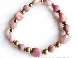 Armbanden Armband van rhodochrosiet en messing