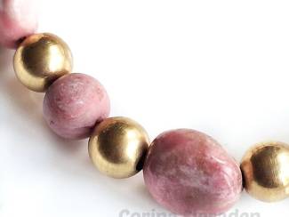Armbanden Armband van rhodochrosiet en messing