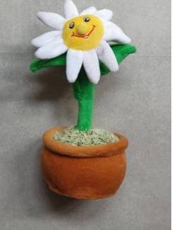 Dansende en zingende witte bloem op batterijen