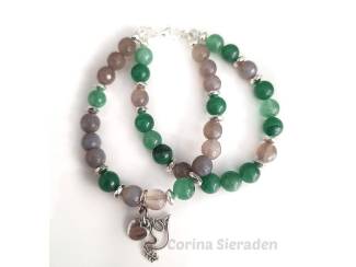 Armband van jade, agaat en hematiet