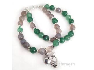 Armbanden Armband van jade, agaat en hematiet
