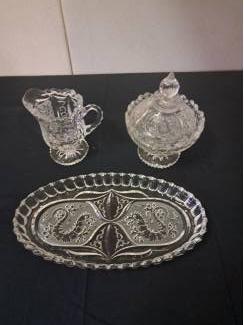 Glas en Kristal zeer mooi gaaf oud  roomstel