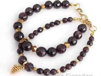 Armbanden Armbandenset van granaat en messing