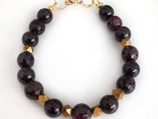 Armbanden Armbandenset van granaat en messing