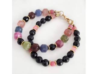 Armbanden Dubbele armband van toermalijn en messing
