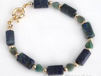 Armbanden Armband van chrysocolla en vergulde accenten
