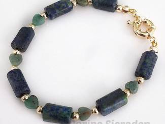 Armband van chrysocolla en vergulde accenten