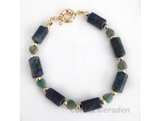 Armbanden Armband van chrysocolla en vergulde accenten