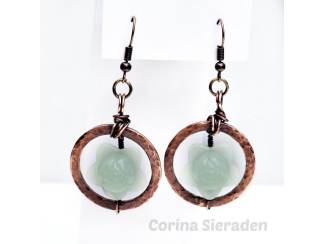 Wire wrapped oorhangers in koper AANBIEDING