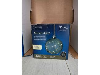 Kerst Lumineo Glazen Micro-LED Kerstbal Lamp (&Oslash; 14 cm) &ndash; Groen Glas