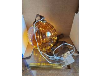 Kerst Lumineo Glazen Micro-LED Kerstbal Lamp (&Oslash; 14 cm) &ndash; Bruin/Amber