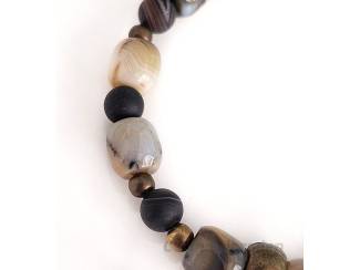 Armbanden Armband van jaspis, agaat en brons