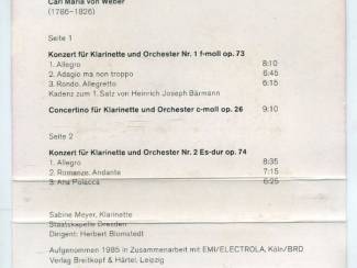 Cassettebandjes Weber &ndash; Klarinettenkonzerte 7 nrs cassette 1985 ZGAN