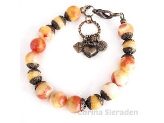 Armbanden Armband van persian jade, topaas jade en brons