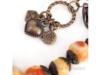 Armbanden Armband van persian jade, topaas jade en brons