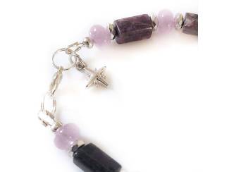 Armbanden Armband van charoiet, morganiet en hematiet