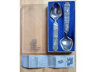 Keuken | Bestek Vintage Konge Tinn Noors saladeset nr. 350 in orginele doos