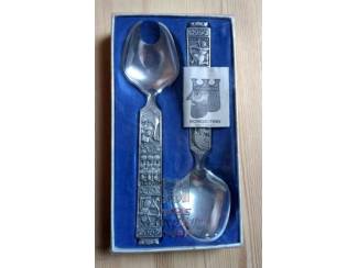 Keuken | Bestek Vintage Konge Tinn Noors saladeset nr. 350 in orginele doos