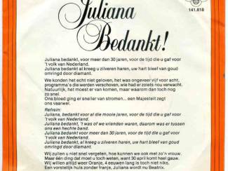 Grammofoon / Vinyl Willy Alberti Juliana Bedankt! vinyl single 1980 zeer mooie