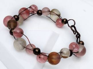 Armbanden Wire wrapped armband van watermeloen kwarts  AANBIEDING