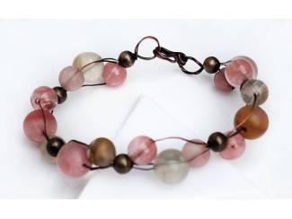 Armbanden Wire wrapped armband van watermeloen kwarts  AANBIEDING