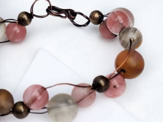 Armbanden Wire wrapped armband van watermeloen kwarts  AANBIEDING