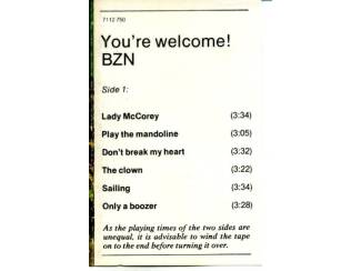 Cassettebandjes BZN &ndash; You&rsquo;re Welcome 11 nrs cassette 1978 ZGAN