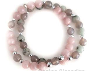 Armbanden Armbandenset van jade, agaat en verzilverde hematiet