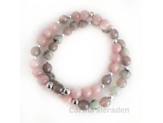 Armbanden Armbandenset van jade, agaat en verzilverde hematiet