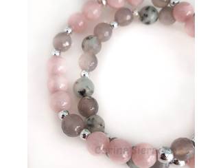 Armbanden Armbandenset van jade, agaat en verzilverde hematiet