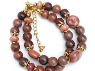 Armband van lepidoliet en rhodoniet   AANBIEDING