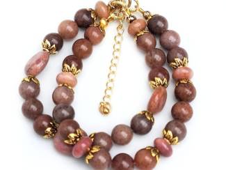 Armbanden Armband van lepidoliet en rhodoniet   AANBIEDING