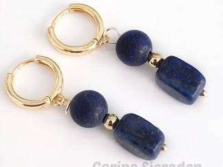Oorbellen Vergulde oorringen met lapis lazuli