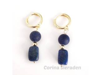Oorbellen Vergulde oorringen met lapis lazuli