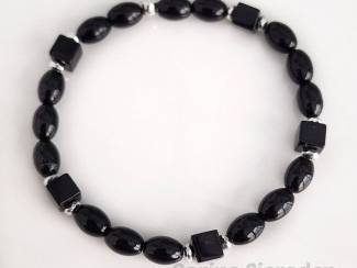 Armbanden Armbandenset van onyx en hematiet