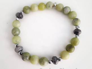 Armbanden Armbandenset van jade, labradoriet en hematiet