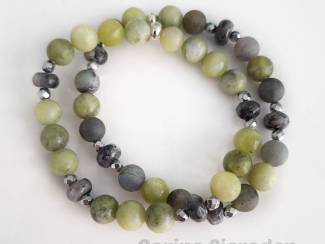Armbanden Armbandenset van jade, labradoriet en hematiet