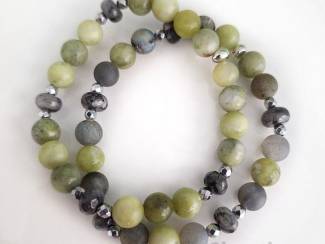Armbanden Armbandenset van jade, labradoriet en hematiet