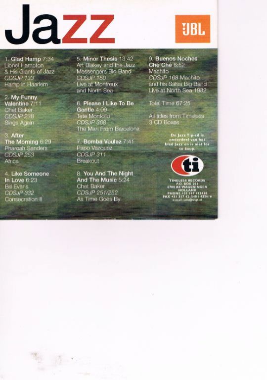 CD Jazz ? Mogelijk 9 nummers. Zie achterzijde hoes CD's